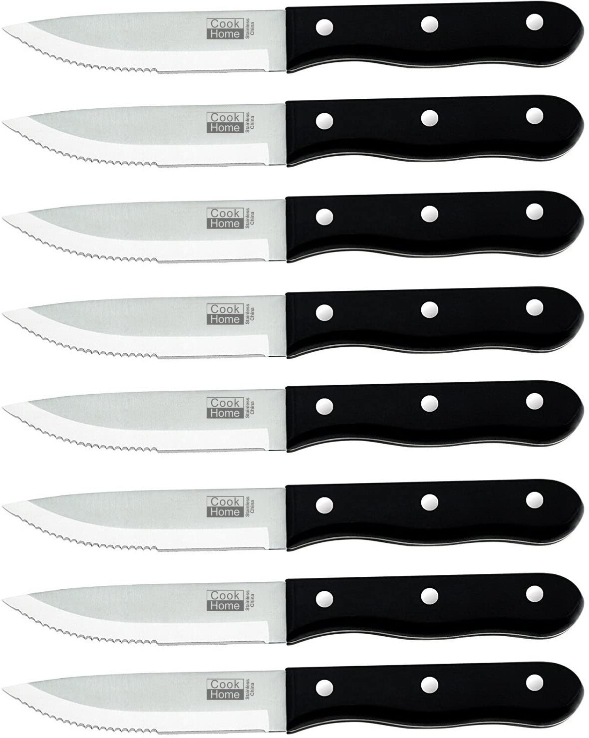 Cook N Home 8-Piece Steak House Style Steak Knife Set, Stainless