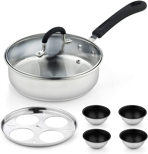 Cook N Home 4 Cup Stainless Steel Egg Poacher Pan 8