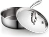Cooks Standard Classic Stainless Steel Deep Saute Pan with Lid, 3.5-QT, Silver