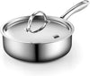 Cooks Standard Classic Stainless Steel Deep Saute Pan with Lid, 3.5-QT, Silver