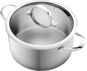 Cooks Standard Dutch Oven Casserole with Glass Lid, 6-Quart Classic Stainless Steel Stockpot, Silver