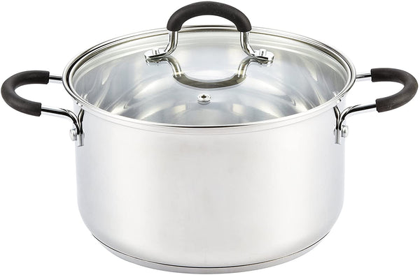 Cook N Home Stockpot Sauce Pot Casserole Pan Saucier Induction Pot With Lid Professional Stainless Steel 5 Quart , Dishwasher Safe With Stay-Cool Handles , Silver