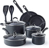 Cook N Home Pots and Pans Set Nonstick Professional Hard Anodized Cookware Sets 12-Piece , Dishwasher Safe with Stay-Cool Handles, Black