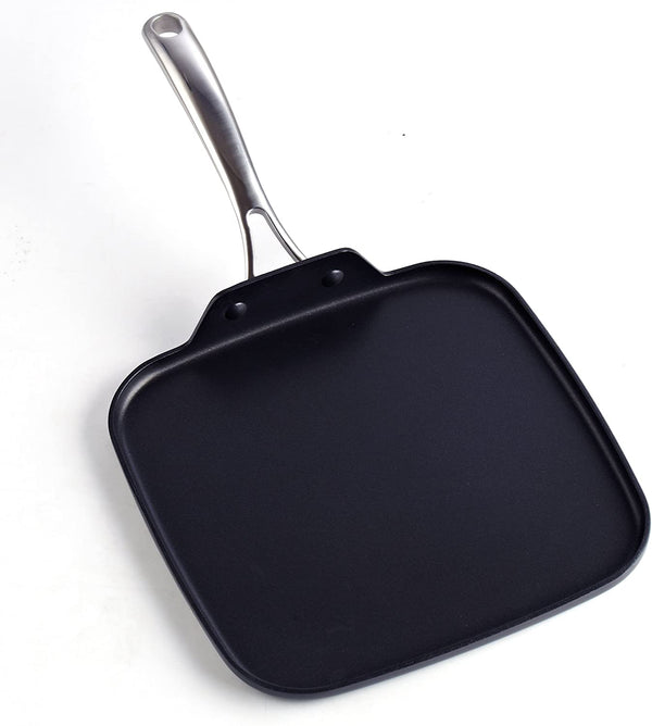 Cooks Standard Nonstick Square Griddle Pan 11 x 11-Inch, Hard Anodized Cookware Griddle Pan, Black