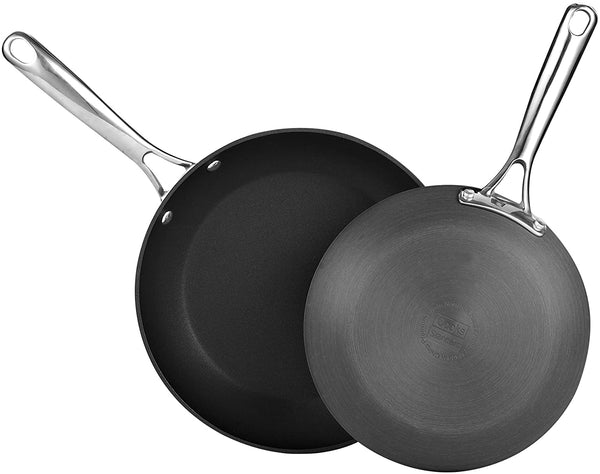 Cooks Standard 2 Piece Nonstick Hard Anodized Saute Skillet, Bl 9.5 and 11-Inch Fry Pan Set inch inch, Black