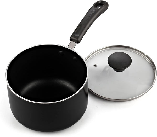 Cook N Home Nonstick Sauce Pan with Lid, 3-Qt, Black, 3-Quart