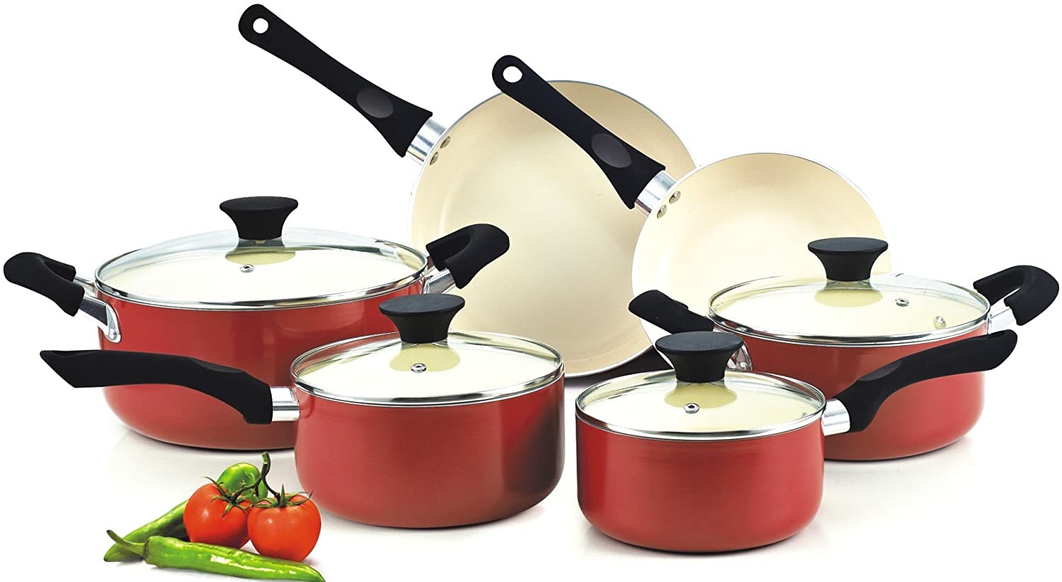 Cook N Home Pots and Pans Set Nonstick, 10 Piece Ceramic Kitchen Cookw