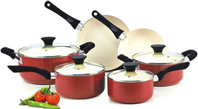 Cook N Home Ceramic coating cookware set 10-Piece, Red