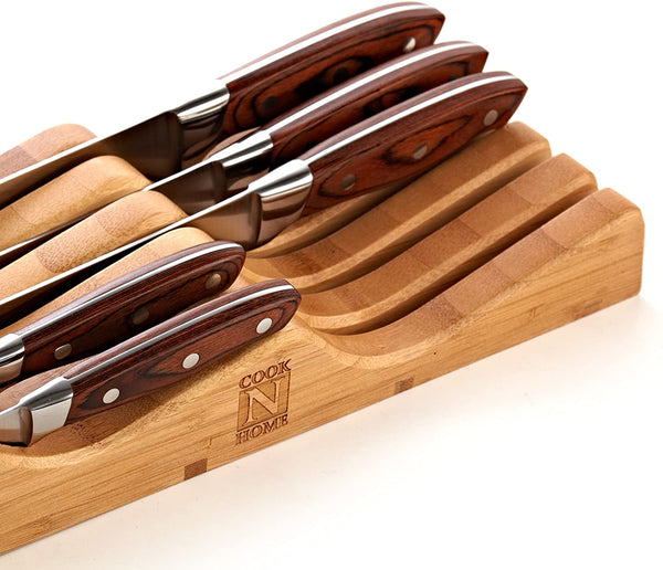 Cook N Home Bamboo Knife Storage in-Drawer Block