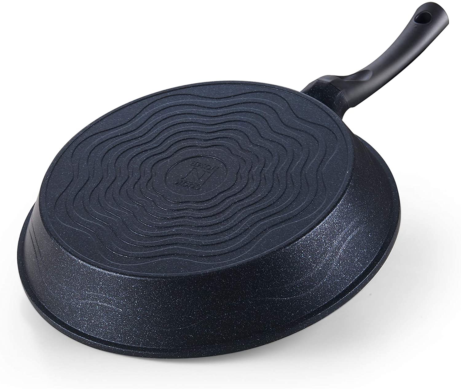 Cook N Home Nonstick Marble Coating Saute Fry Pan with lid, 12-inch, Made  in Korea