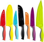 Cook N Home 14-Piece Carbon Stainless Steel Knife Set with 7 Sheaths, Color Coded, Multicolo