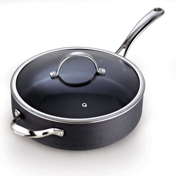 Hard Anodized Nonstick Deep Saute pan with Lid 5QT 11-inch