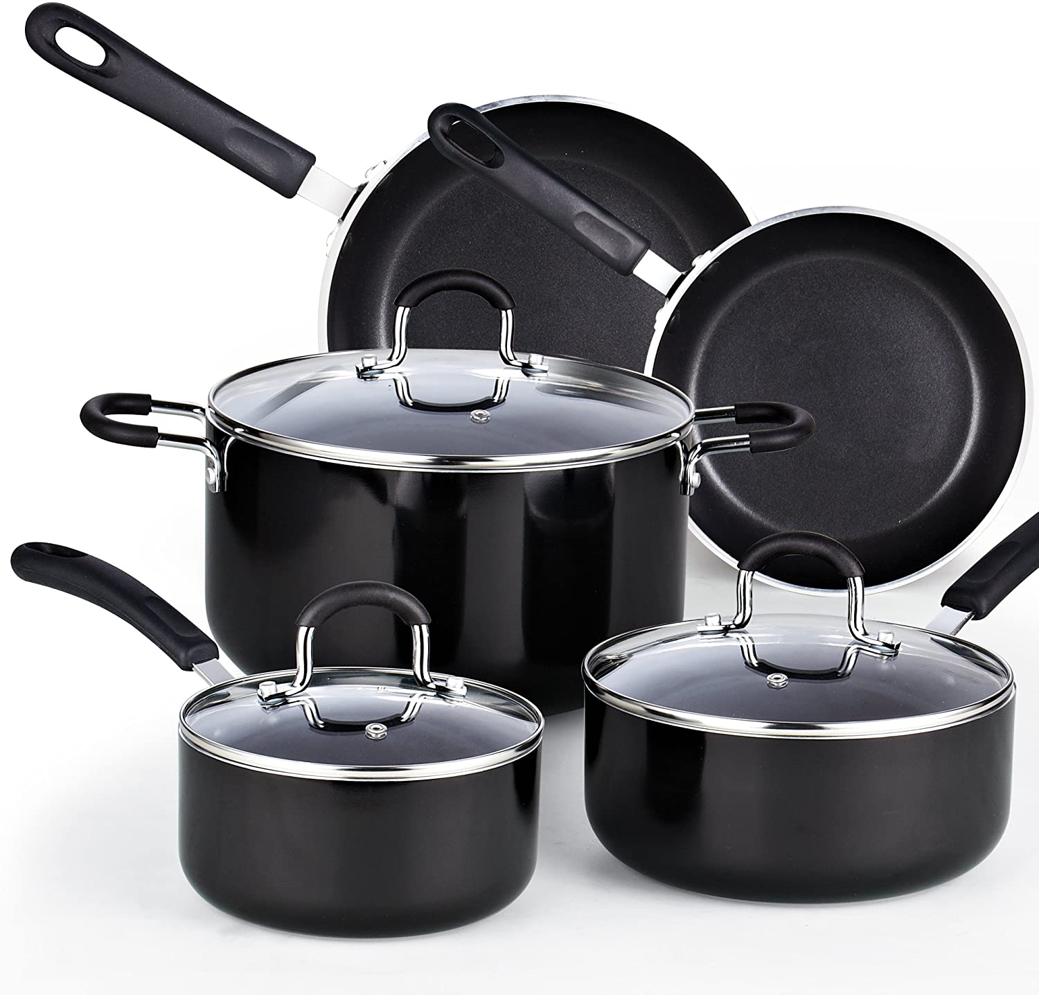 Basics 8-Piece Non-Stick Kitchen Cookware Set, Pots and Pans