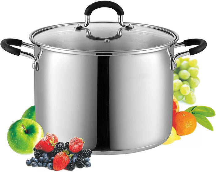 cook n home Cook N Home Stockpot Sauce Pot Induction Pot With Lid Professional Stainless Steel 8 Quart Dishwasher Safe With Stay-Cool Handles Silver