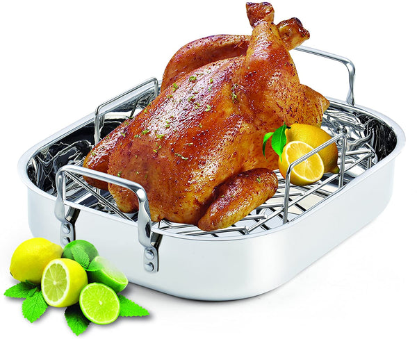 Cooks Standard 16-Inch by 13-Inch Stainless Steel Roaster with Rack, Rectangular