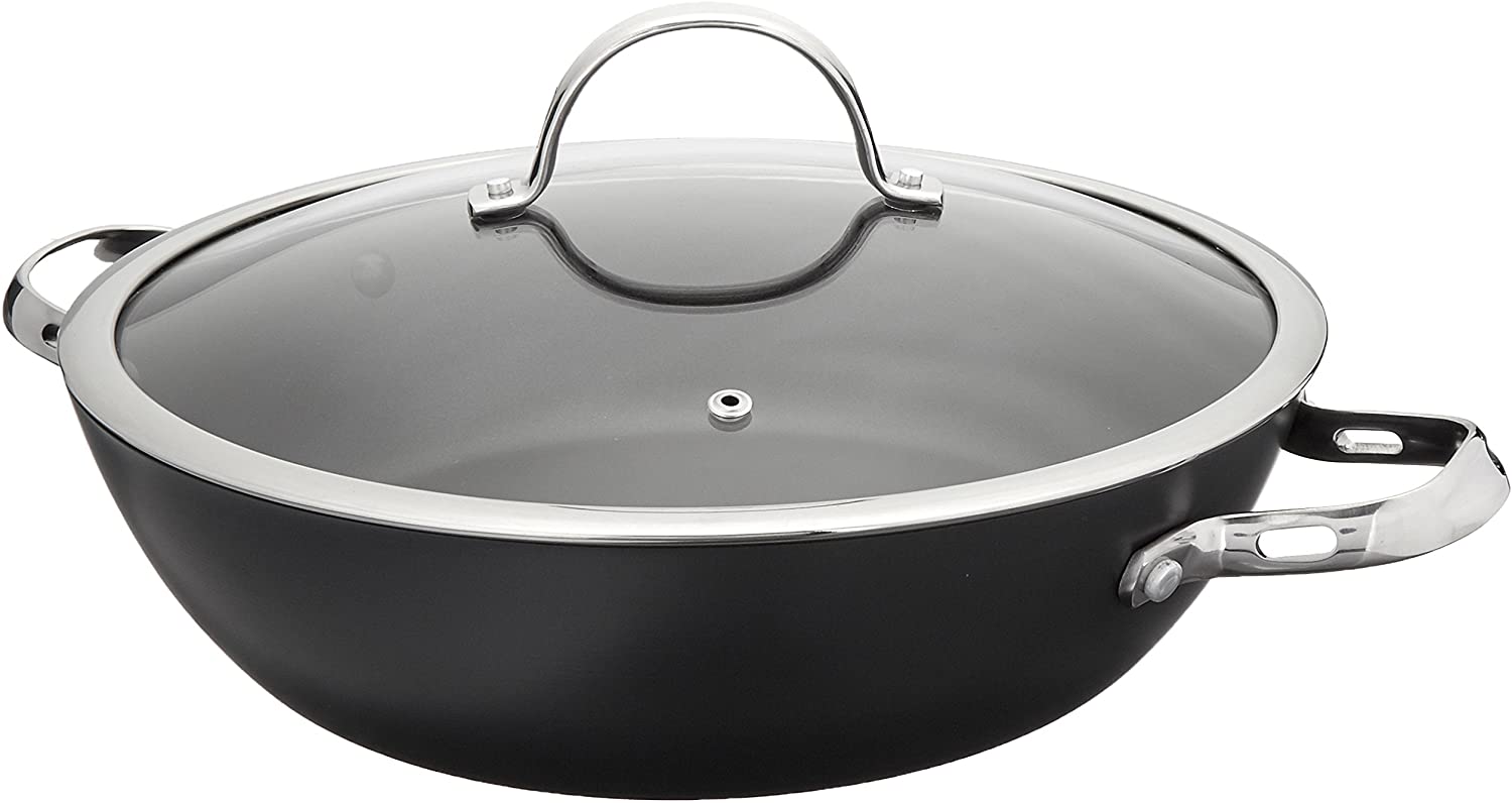Cooks Standard Everyday Pan with Glass Lid, Chef's Pan 12-Inch Hard An
