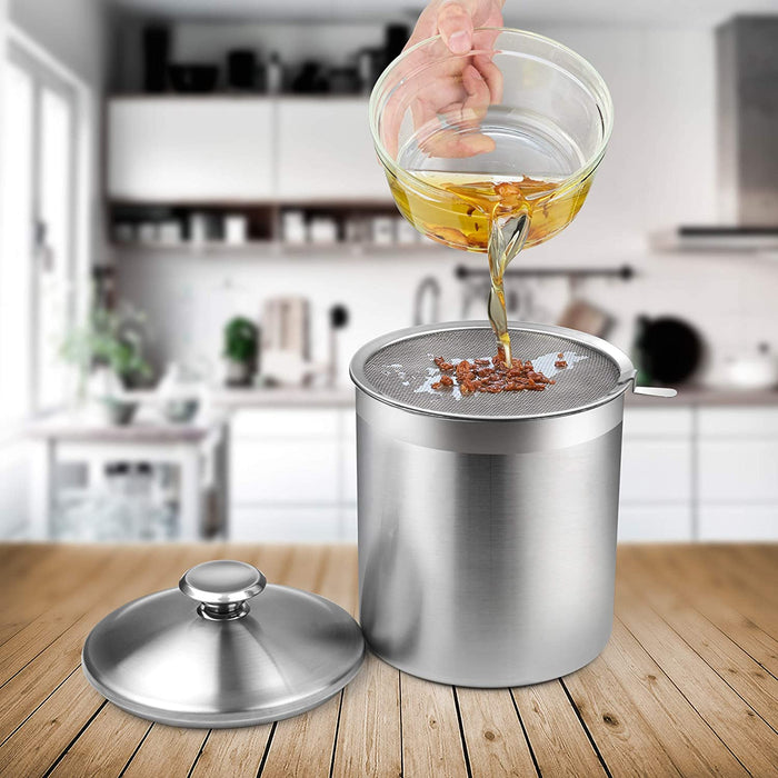 cook n home Cook N Home 1.5 Quart Stainless Steel Oil Storage Can Strainer