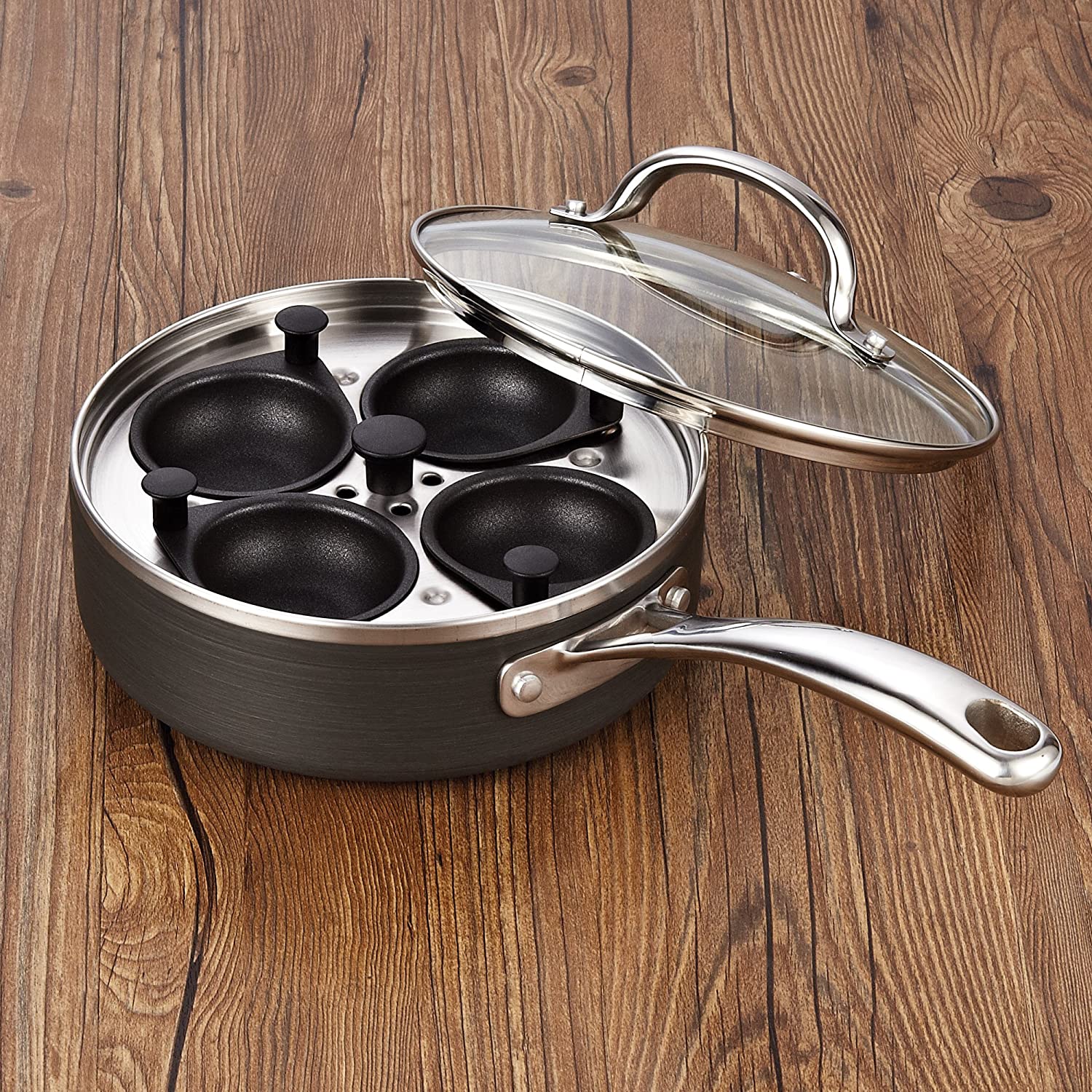 Aluminum 4-Cup Egg Frying Pan, Non Stick Egg Cooker Pan
