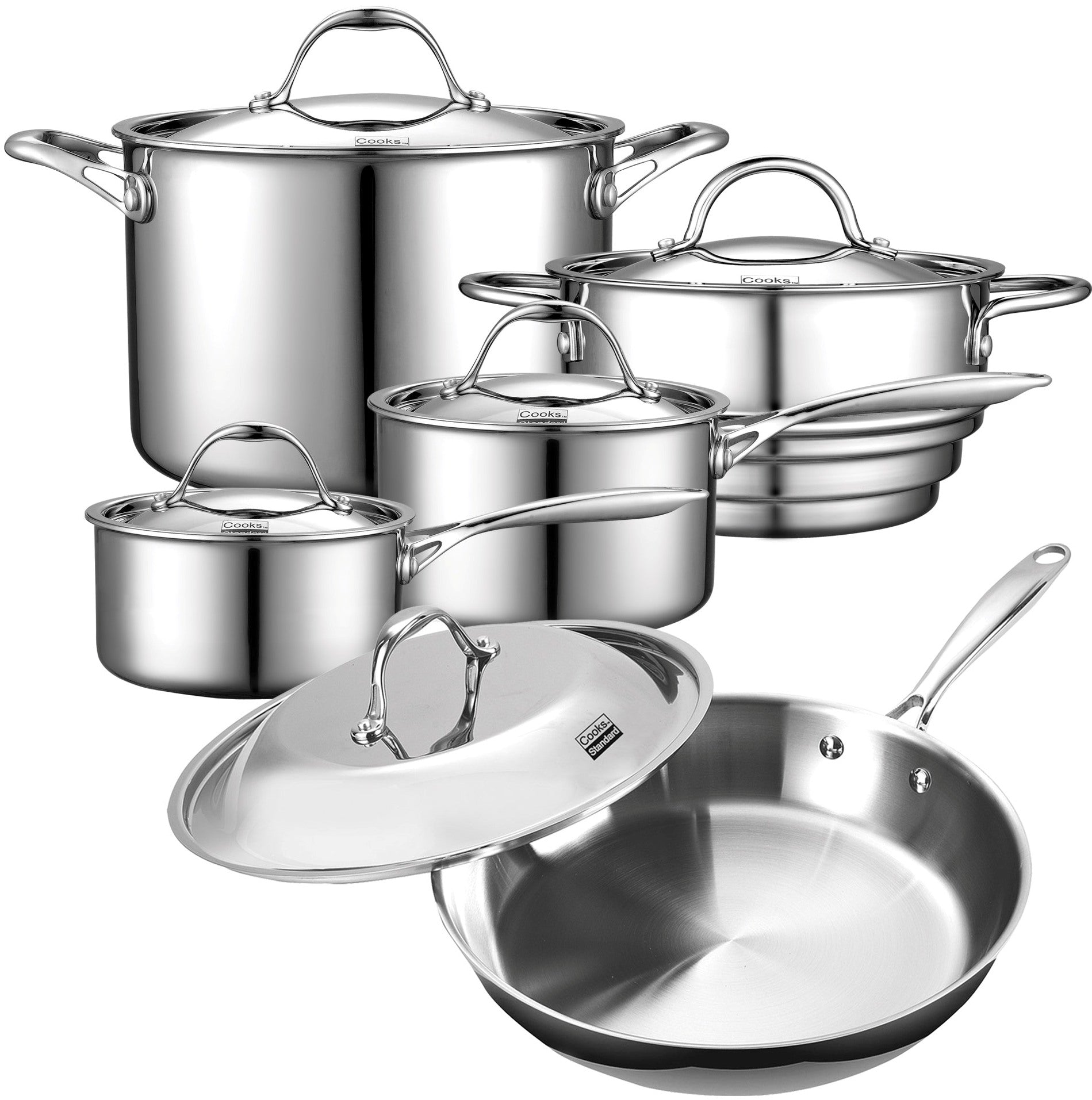 Cooks Standard Stainless Steel Kitchen Cookware Sets 10-Piece, Multi-P